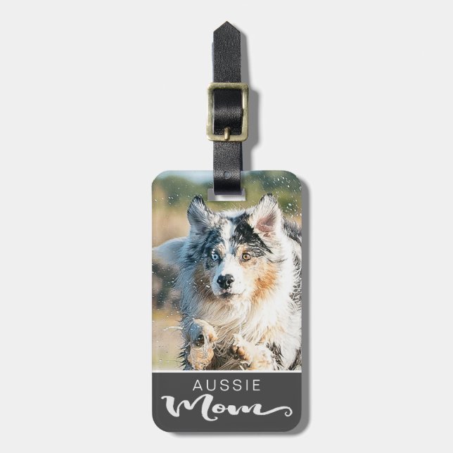 Australian Shepherd Aussie Mum Dog's Photo Luggage Tag (Front Vertical)