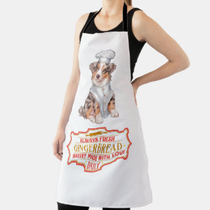Australian Shepherd Baking Gingerbread Apron