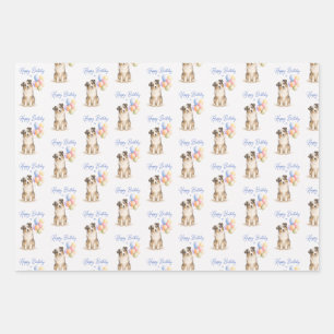 Australian Shepherd Birthday Dog Wrapping Paper Sheet