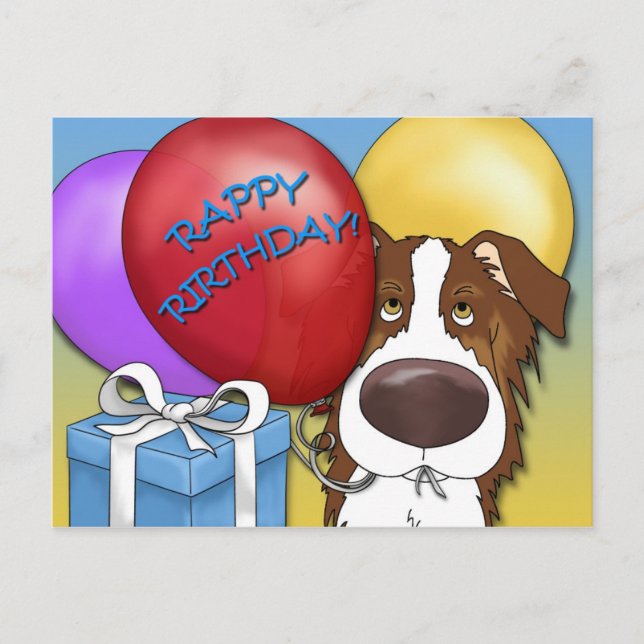 Australian Shepherd Birthday Postcard (Front)