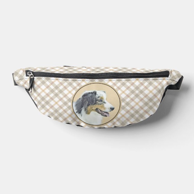 Australian Shepherd Black Tri Painting Dog Art Bum Bags (Lay Down)