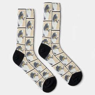 Australian Shepherd Black Tri Painting Dog Art Socks