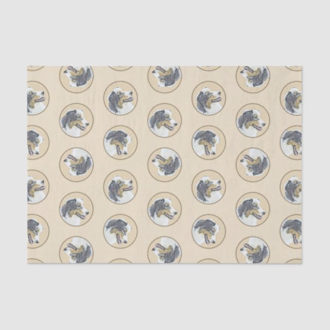 Australian Shepherd Black Tri Painting Dog Art Tissue Paper (Front)