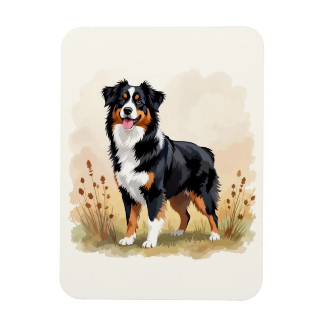 Australian Shepherd Black Tricolor Aussie Dog Magnet (Vertical)
