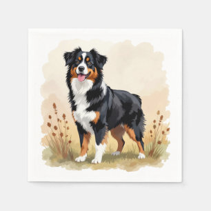 Australian Shepherd Black Tricolor Aussie Dog Napkin
