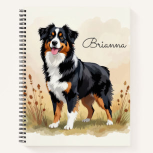 Australian Shepherd Black Tricolor Aussie Dog Notebook