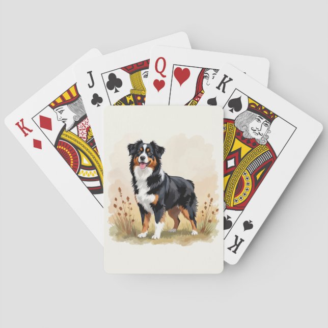Australian Shepherd Black Tricolor Aussie Dog Playing Cards (Back)