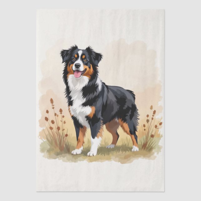 Australian Shepherd Black Tricolor Aussie Dog Tissue Paper (Front)