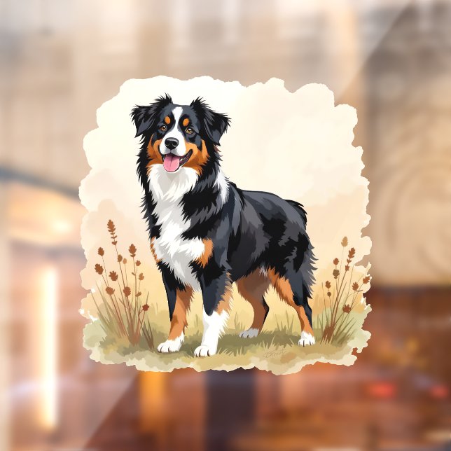 Australian Shepherd Black Tricolor Aussie Dog Window Cling (Sheet 2)