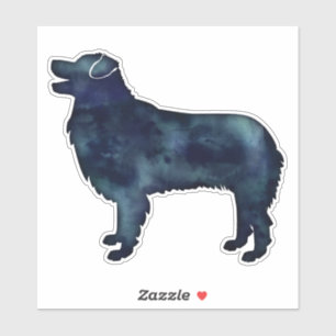 Australian Shepherd Black Watercolor Silhouette