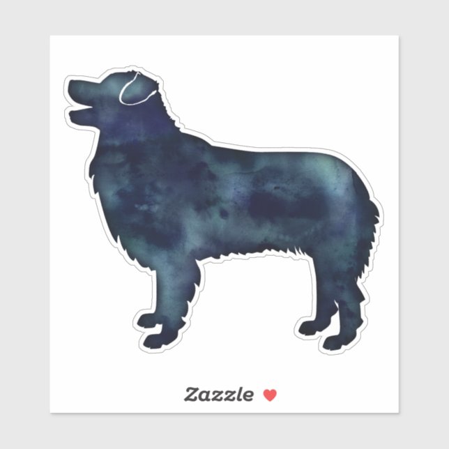 Australian Shepherd Black Watercolor Silhouette (Sheet)