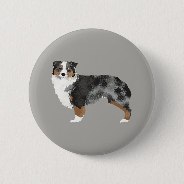 Australian Shepherd Blue Merle Button (Front)