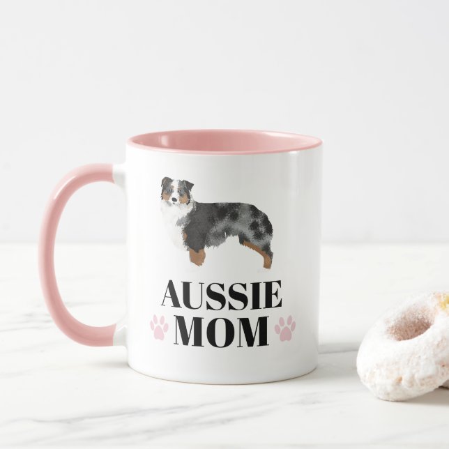 Australian Shepherd blue merle dog mum with photo Mug (With Donut)