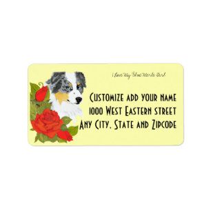 Australian Shepherd Blue Merle Girl Address Label