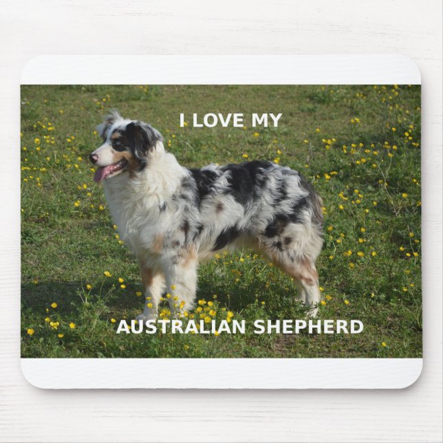 australian shepherd blue merle love w pic mouse mat (Front)