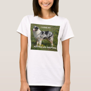 australian shepherd blue merle love w pic T-Shirt