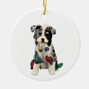 Australian Shepherd Blue Merle Tricolor Ceramic  Ceramic Tree Decoration