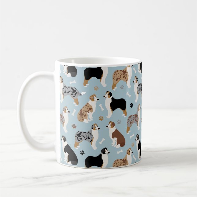 Australian Shepherd Bones and Paws Coffee Mug (Left)