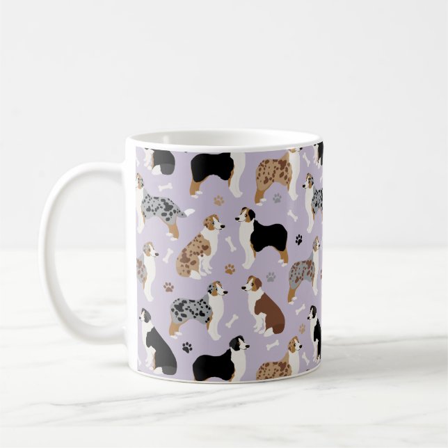 Australian Shepherd Bones and Paws Coffee Mug (Left)