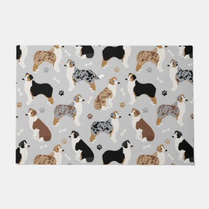 Australian Shepherd Bones and Paws Doormat