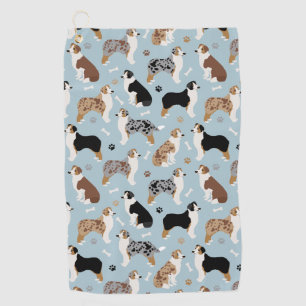 Australian Shepherd Bones and Paws Golf Towel