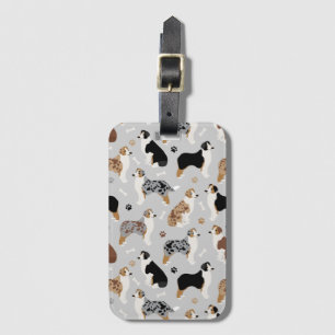 Australian Shepherd Bones and Paws Luggage Tag