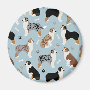 Australian Shepherd Bones and Paws Magnet