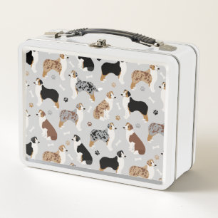 Australian Shepherd Bones and Paws Metal Lunch Box