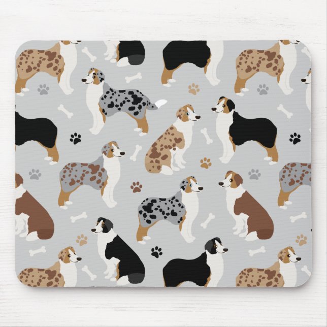 Australian Shepherd Bones and Paws Mouse Mat (Front)