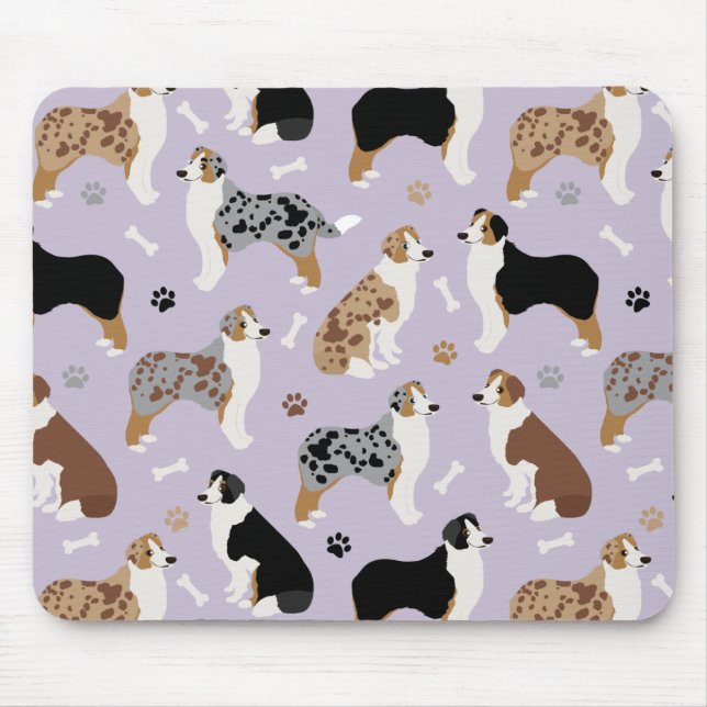 Australian Shepherd Bones and Paws Mouse Pad (Front)