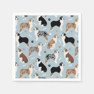 Australian Shepherd Bones and Paws Napkins