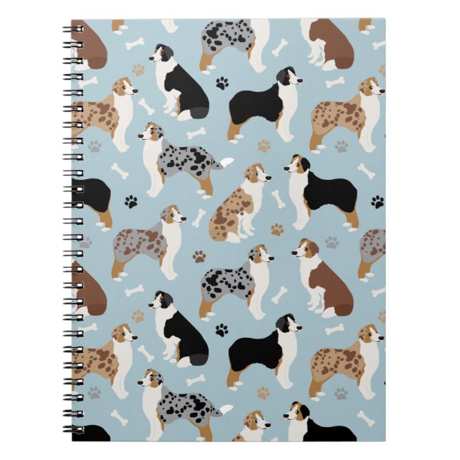 Australian Shepherd Bones and Paws Notebook (Front)