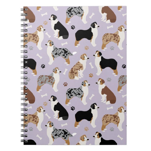 Australian Shepherd Bones and Paws Notebook (Front)