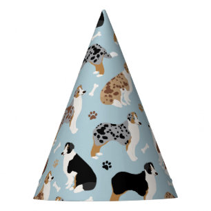 Australian Shepherd Bones and Paws Party Hat