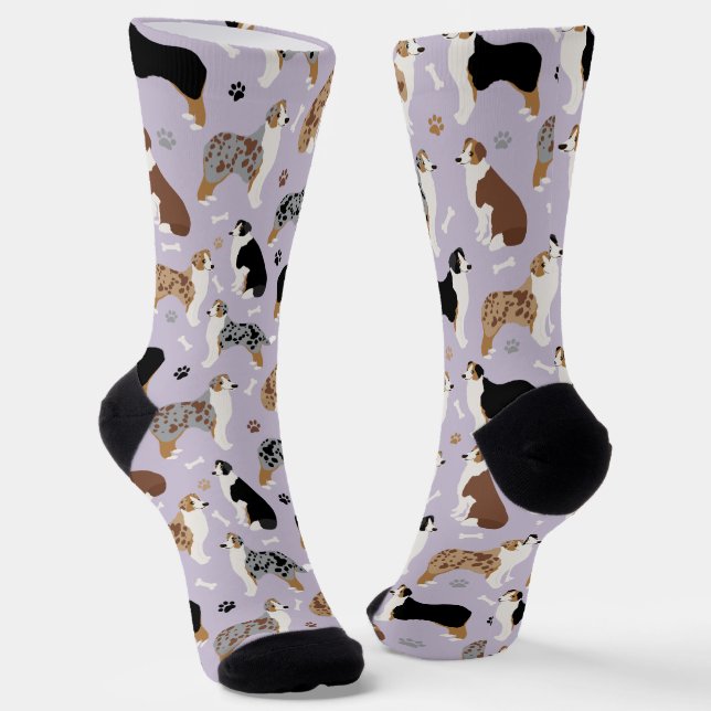 Australian Shepherd Bones and Paws Socks (Angled)