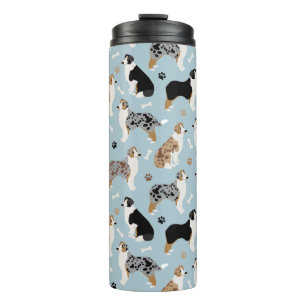 Australian Shepherd Bones and Paws Thermal Tumbler