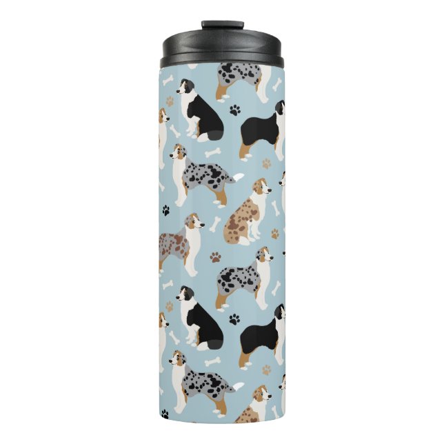 Australian Shepherd Bones and Paws Thermal Tumbler (Front)