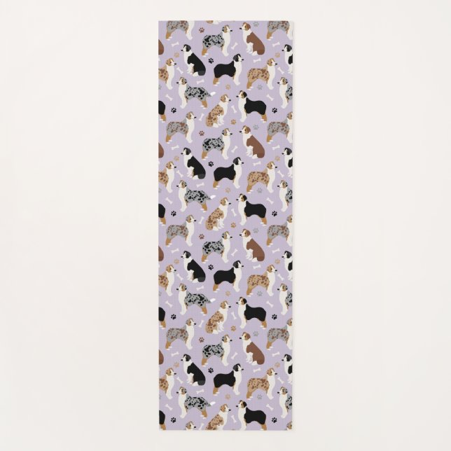 Australian Shepherd Bones and Paws Yoga Mat (Front)
