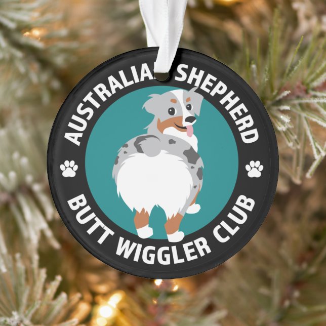Australian Shepherd Butt Wiggler Club (Blue Merle) Ornament (Tree)