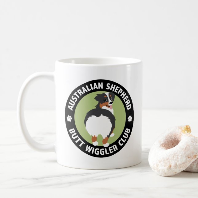 Australian Shepherd Butt Wiggler Club Coffee Mug (With Donut)