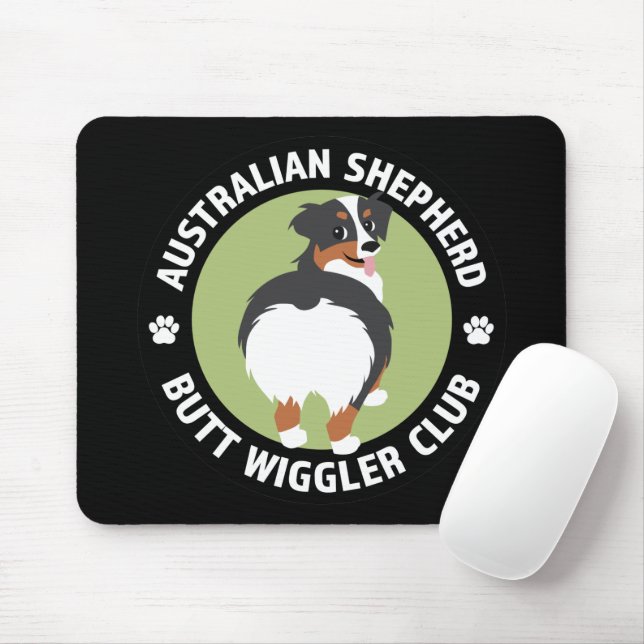 Australian Shepherd Butt Wiggler Club (Tricolor) Mouse Mat (With Mouse)