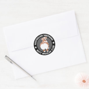 Australian Shepherd Butt Wigglers Club - Red Merle Classic Round Sticker