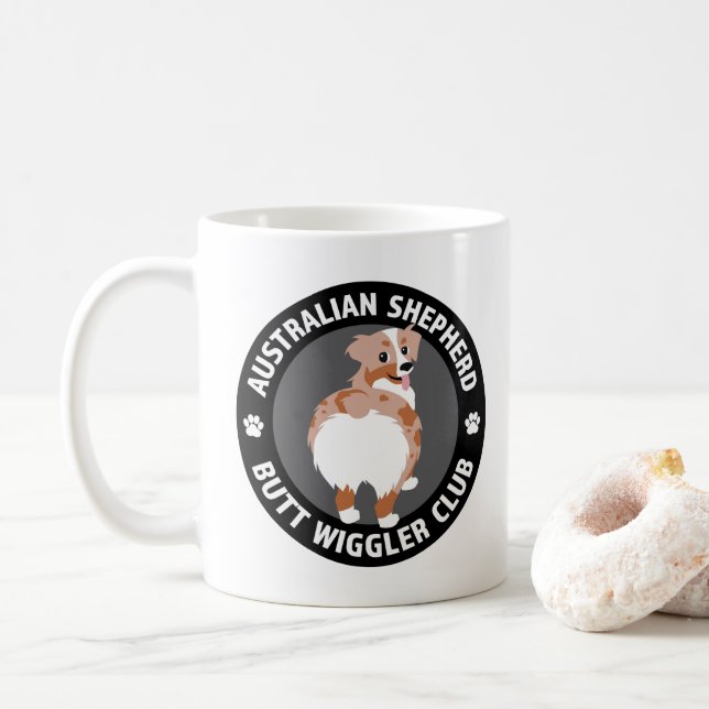 Australian Shepherd Butt Wigglers Club - Red Merle Coffee Mug (With Donut)