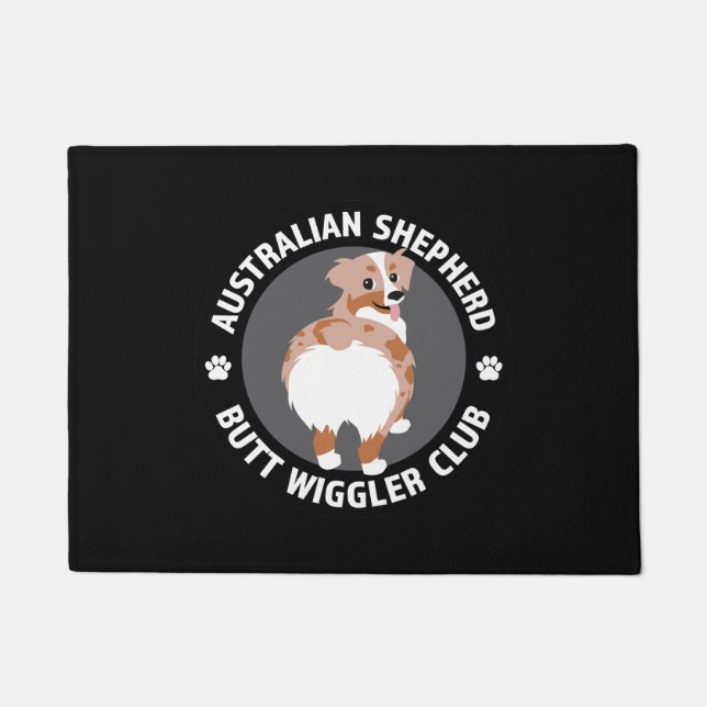 Australian Shepherd Butt Wigglers Club - Red Merle Doormat (Front)
