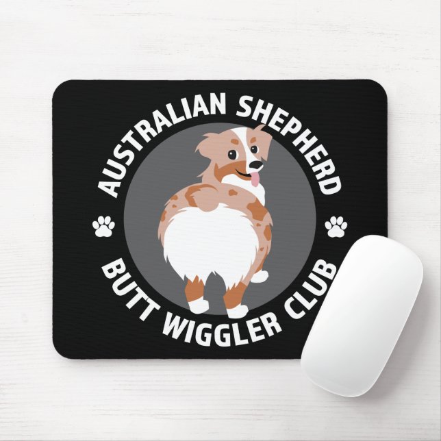Australian Shepherd Butt Wigglers Club - Red Merle Mouse Mat (With Mouse)