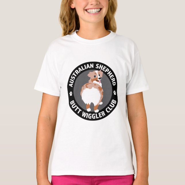 Australian Shepherd Butt Wigglers Club - Red Merle T-Shirt (Front)