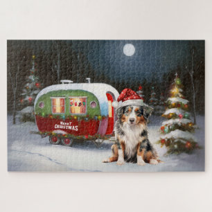 Australian Shepherd Caravan Christmas Adventure Jigsaw Puzzle