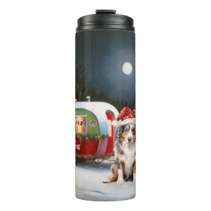 Australian Shepherd Caravan Christmas Adventure Thermal Tumbler