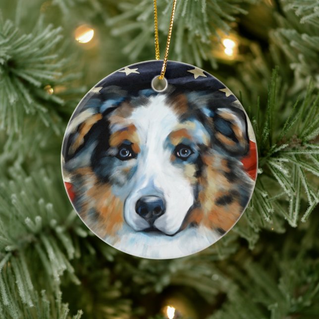 AUSTRALIAN SHEPHERD CERAMIC TREE DECORATION (Tree)