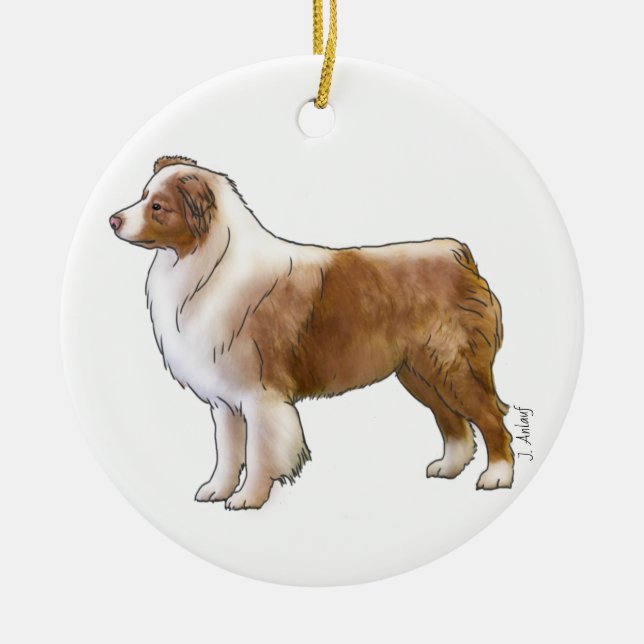 Australian Shepherd Ceramic Tree Decoration (Front)